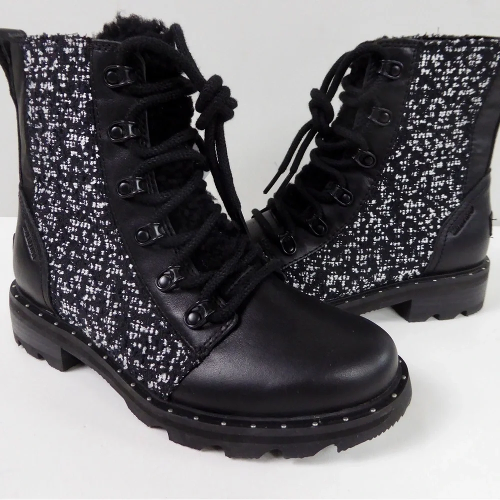 Sorel Waterproof Leather & Textile Mixed Media Womens Lennox Boots NWT Shearling - Picture 5 of 14
